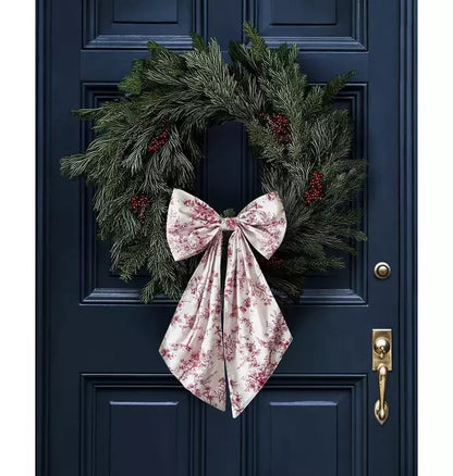 Wreath Bow in Red Timeless Toile