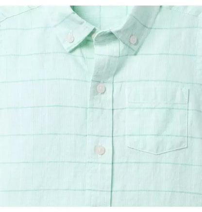 Plaid Linen-Cotton Shirt