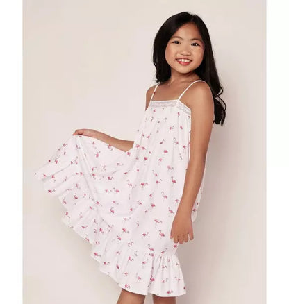 Girl's Twill Lily Nightgown in Flamingos