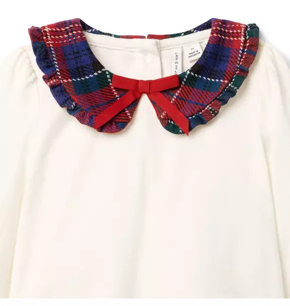 Tartan Ruffle Collar Top