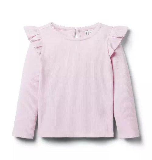 Ribbed Ruffle Shoulder Top