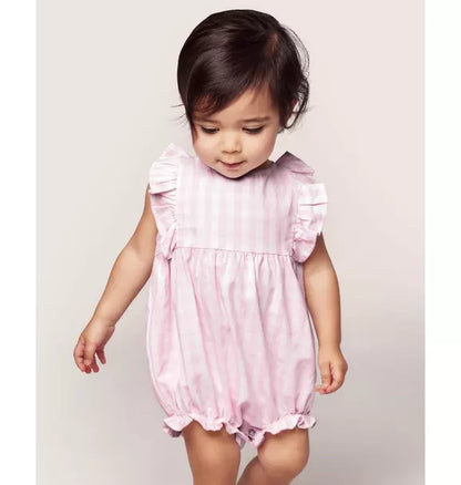Pink Gingham Ruffled Romper
