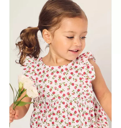 Infants Ruffled Romper in Petite Petals