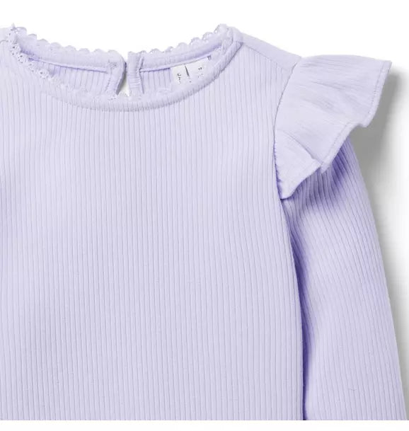 Ribbed Ruffle Shoulder Top