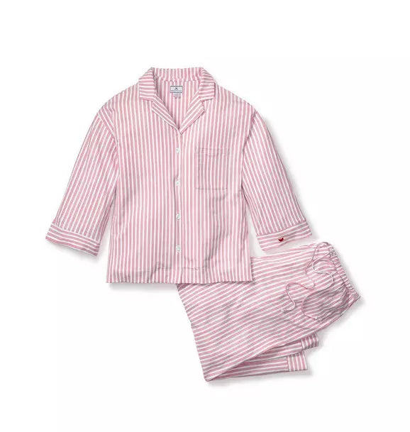 Women's Olivia Wide Leg Pima Pajama Set in Antique Red Ticking