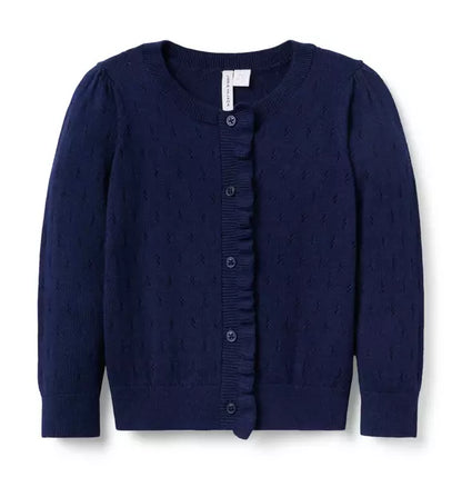 The Pointelle Ruffle Cardigan