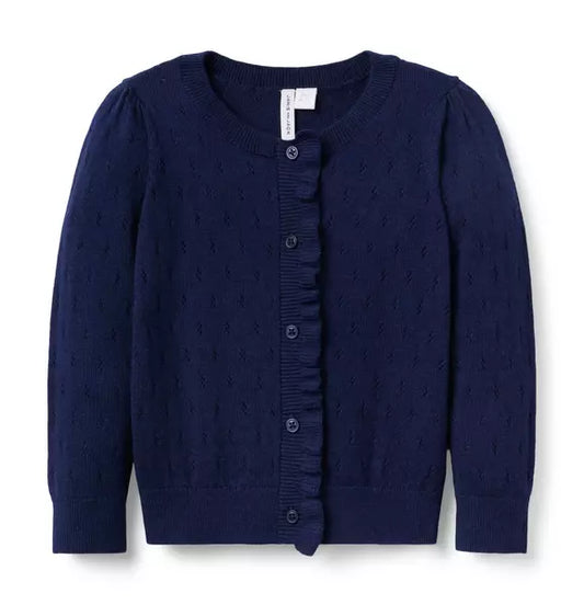 The Pointelle Ruffle Cardigan