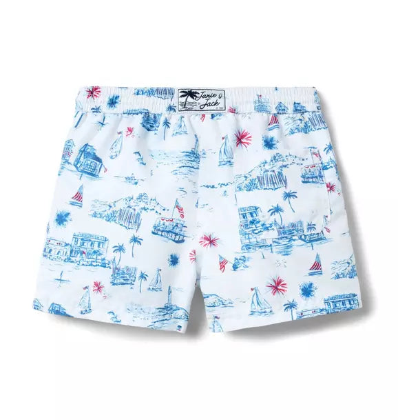 Recycled Americana Toile Swim Trunk
