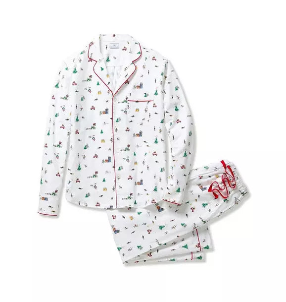 Men's Twill Pajama Set in Holiday Town