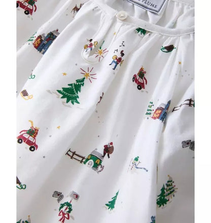 Girl's Twill Delphine Nightgown in Holiday Town