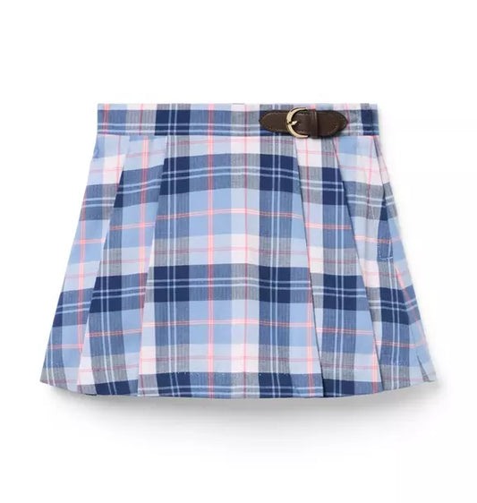Plaid Pleated Buckle Skirt