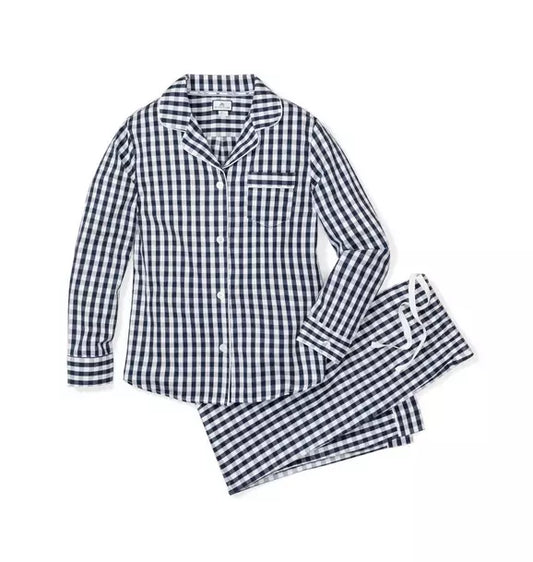 Women's Navy Gingham Twill Pajamas
