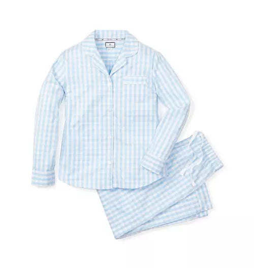 Women's Light Blue Gingham Pajama Set
