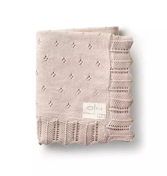 Scalloped Pointelle Baby Blanket Rice