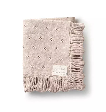 Scalloped Pointelle Baby Blanket Rice