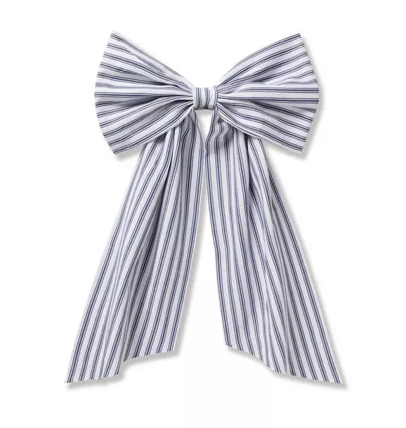 Wreath Bow in Navy French Ticking