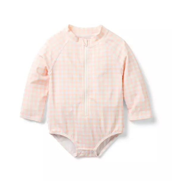 Baby Recycled Gingham Rash Guard Swimsuit