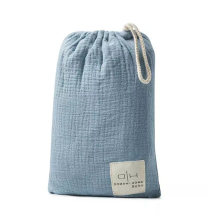 Gauze 3 Piece Blue Crib Set in Pouch