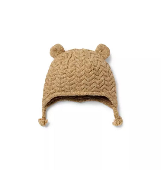 Baby Herringbone Knit Bear Ear Beanie