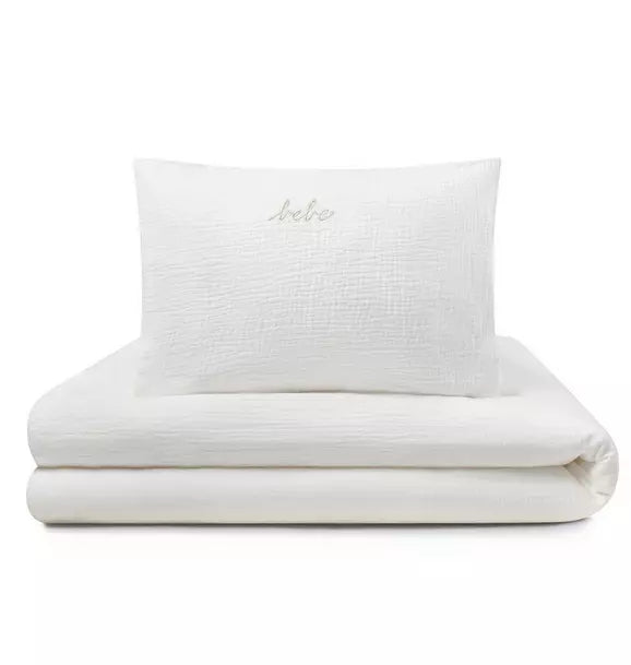 Gauze 3 Piece White Crib Set in Pouch