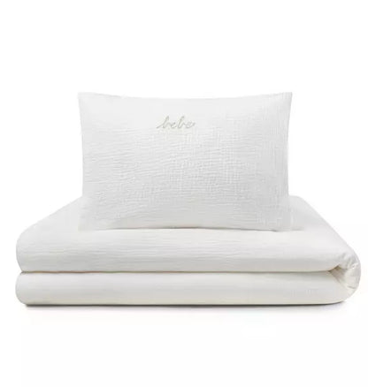 Gauze 3 Piece White Crib Set in Pouch