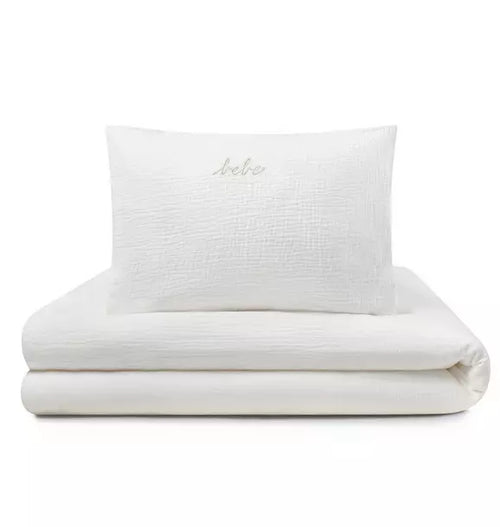 Gauze 3 Piece White Crib Set in Pouch