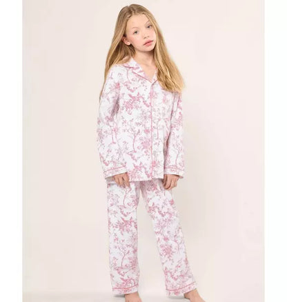 Kid's Twill Pajama Set in Pink Timeless Toile