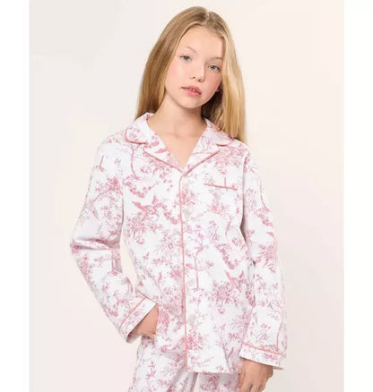 Kid's Twill Pajama Set in Pink Timeless Toile