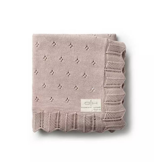 Scalloped Pointelle Baby Blanket Rice