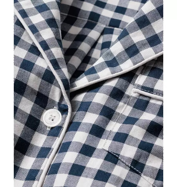 Women's Navy Gingham Twill Pajamas
