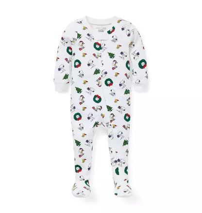 Baby Good Night Footed Pajama In Peanuts Holiday