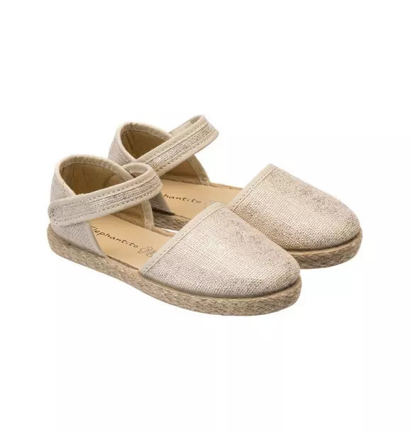 Linen Classic Espadrille Metallic White