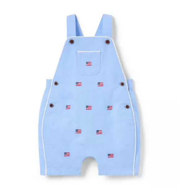 Baby Embroidered Flag Oxford Overall