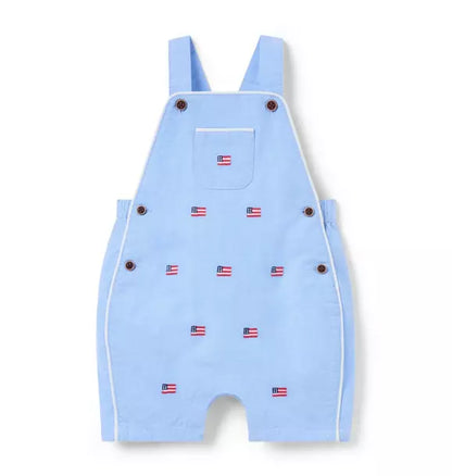Baby Embroidered Flag Oxford Overall