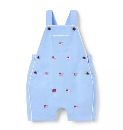 Baby Embroidered Flag Oxford Overall