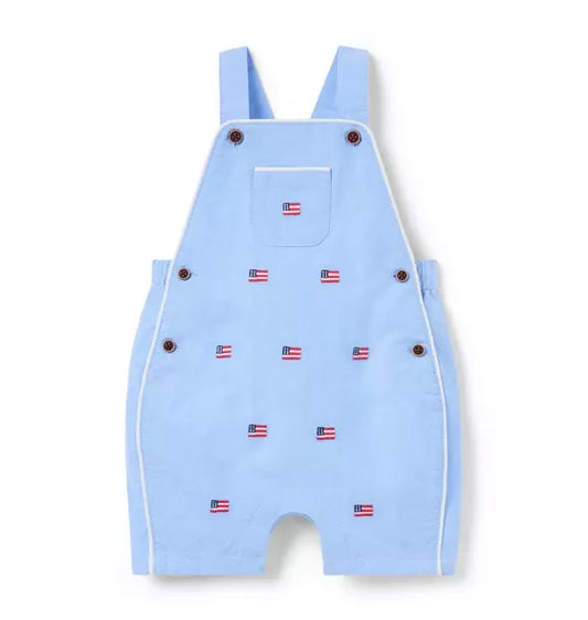 Baby Embroidered Flag Oxford Overall