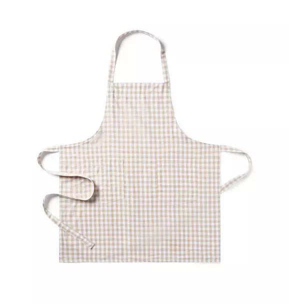 Adult's Twill Apron in Camel Gingham