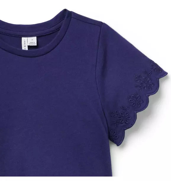 Embroidered Eyelet Trim Top