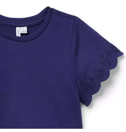 Embroidered Eyelet Trim Top