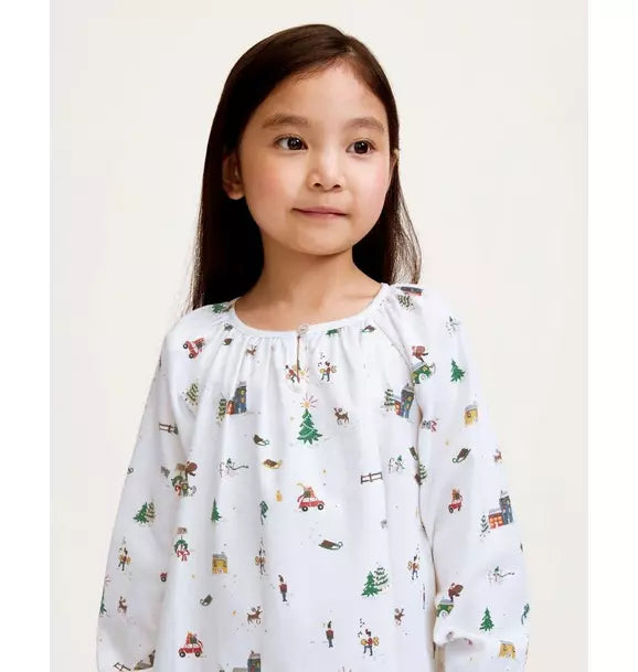 Girl's Twill Delphine Nightgown in Holiday Town
