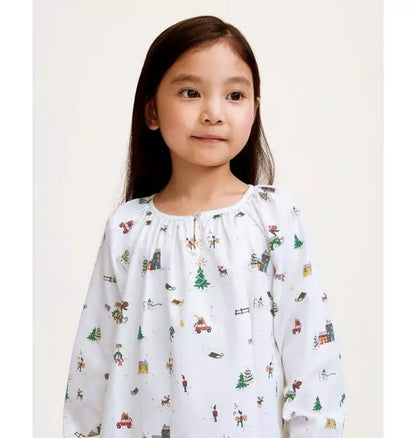 Girl's Twill Delphine Nightgown in Holiday Town