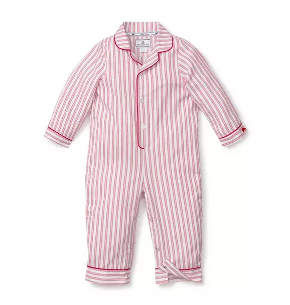 Baby's Twill Romper in Antique Red Ticking