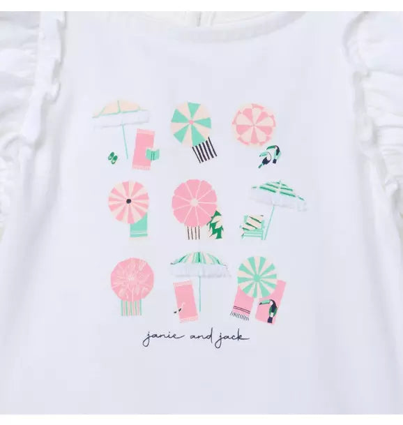Beach Umbrella Ruffle Sleeve Tee
