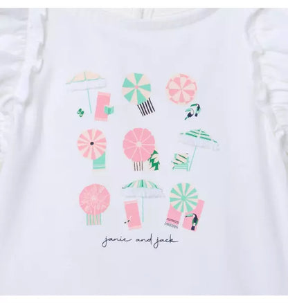 Beach Umbrella Ruffle Sleeve Tee