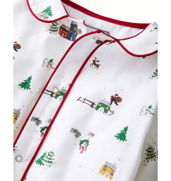 Baby's Twill Cambridge Romper in Holiday Town