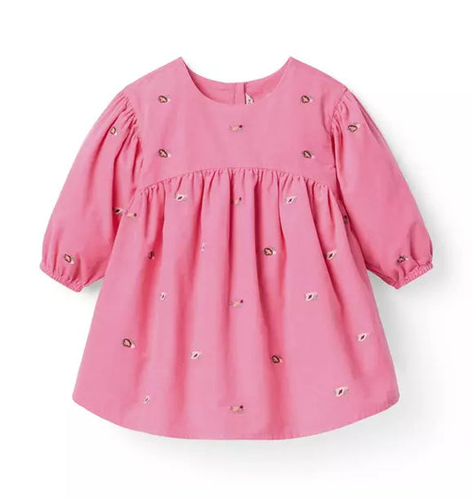 The Floral Embroidered Corduroy Dress