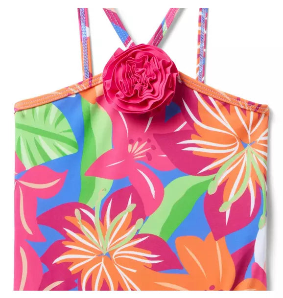 Recycled Tropical Floral Rosette Swimsuit