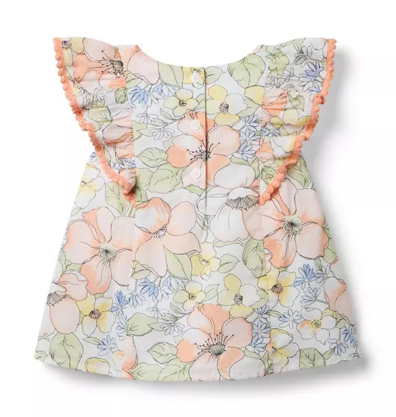 Floral Circle Trim Top