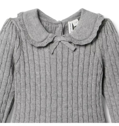 Cable Knit Pleated Sweater Dress
