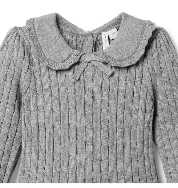 Cable Knit Pleated Sweater Dress
